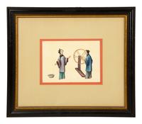 Three Chinese Pith Paintings of Occupations
