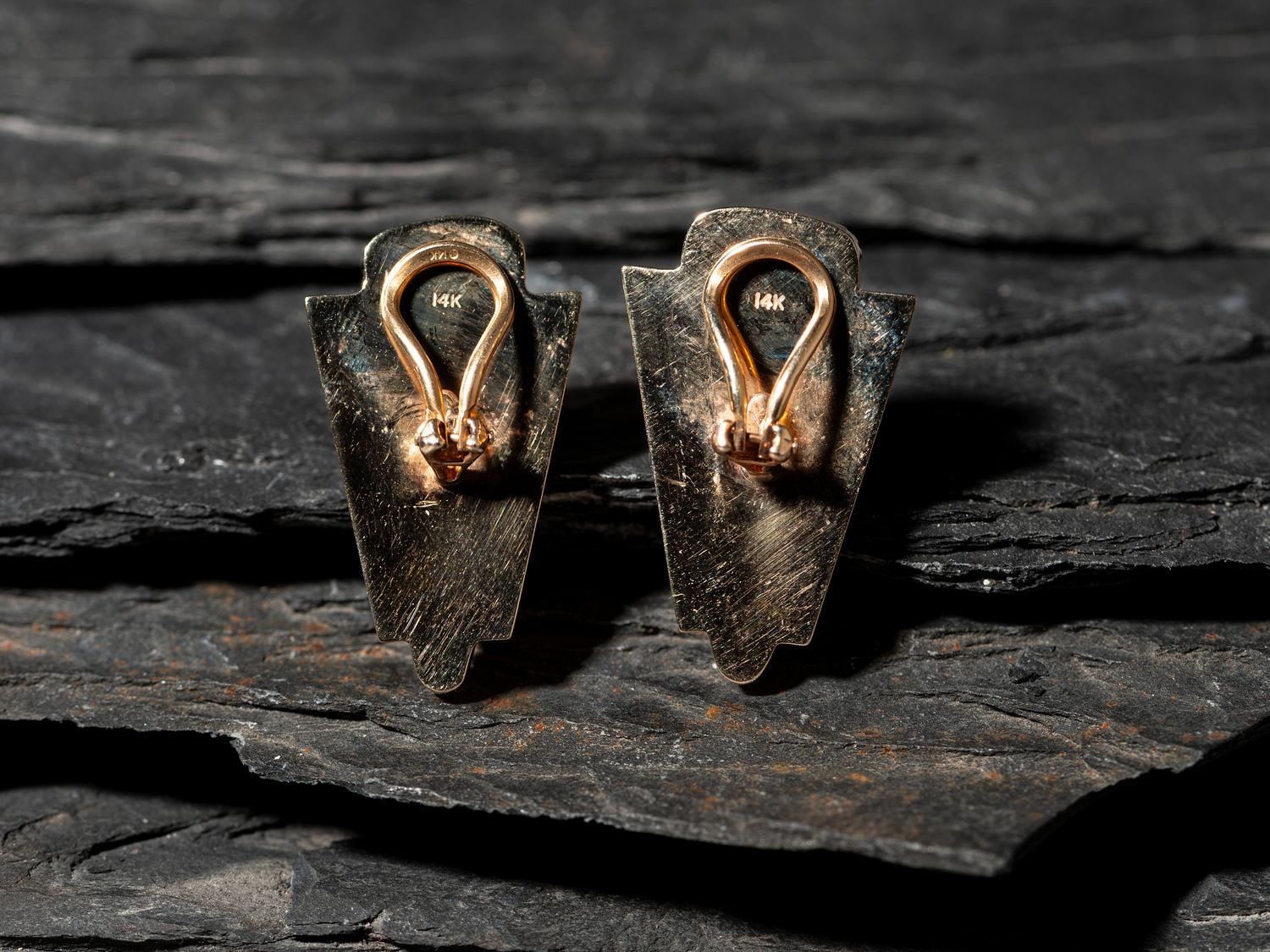 14K Gold and Azurite Clip Earrings