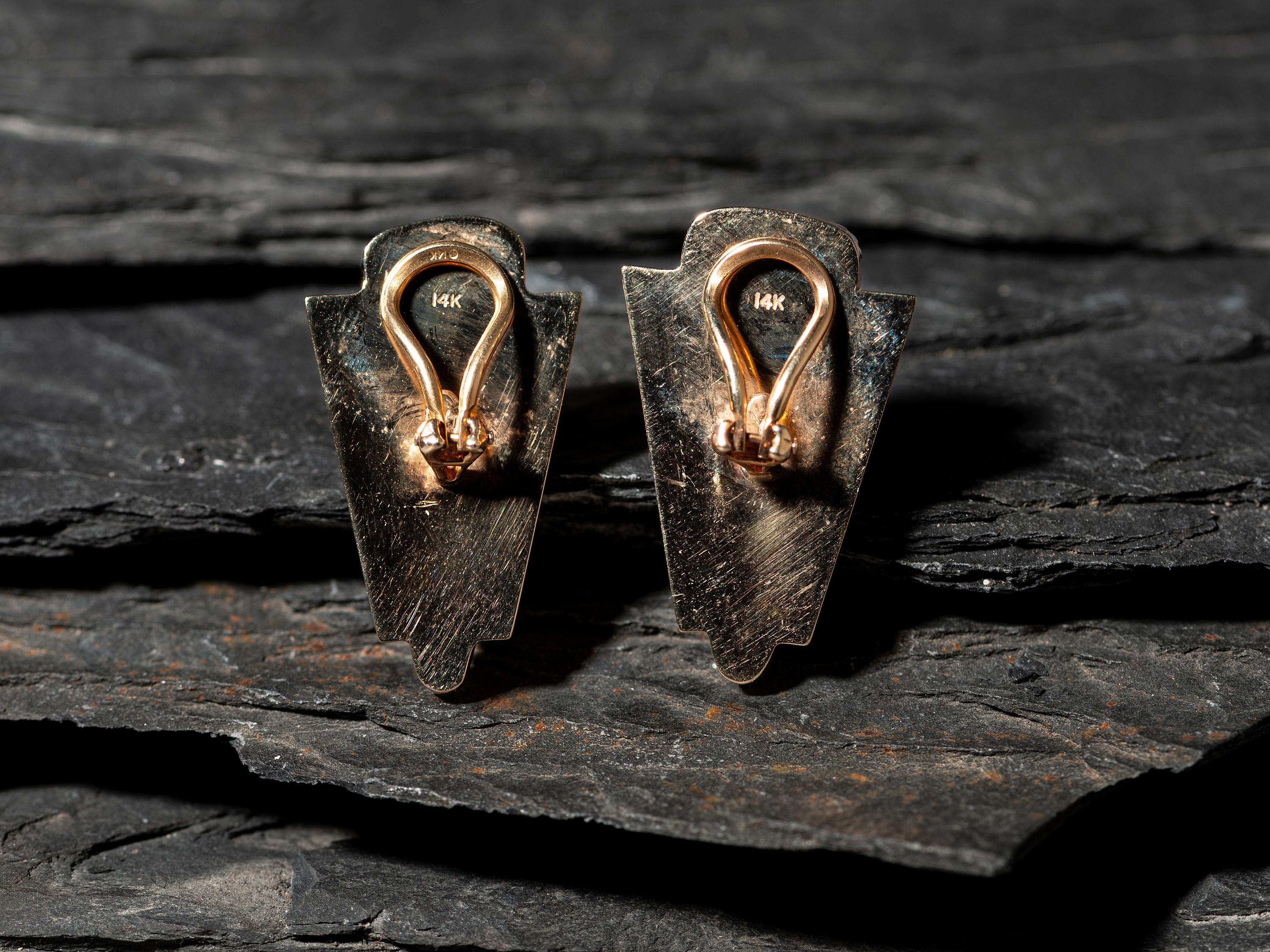 14K Gold and Azurite Clip Earrings
