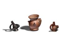Three Peruvian Llama-Head Vessels