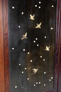 A Chinese Lacquered and Hardstone Inset Two-Panel Floorscreen