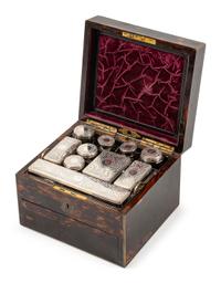 A Victorian Silver Mounted Calamander Toiletry Case