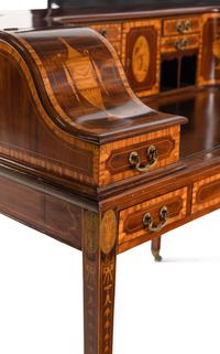 An Edwardian Mahogany and Marquetry Carlton House Desk