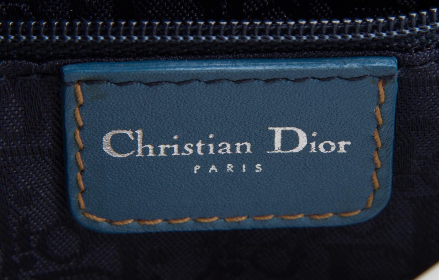 A Christian Dior Light Denim Corset Saddle Handbag, 10.5" x 5.75" x 1.5".