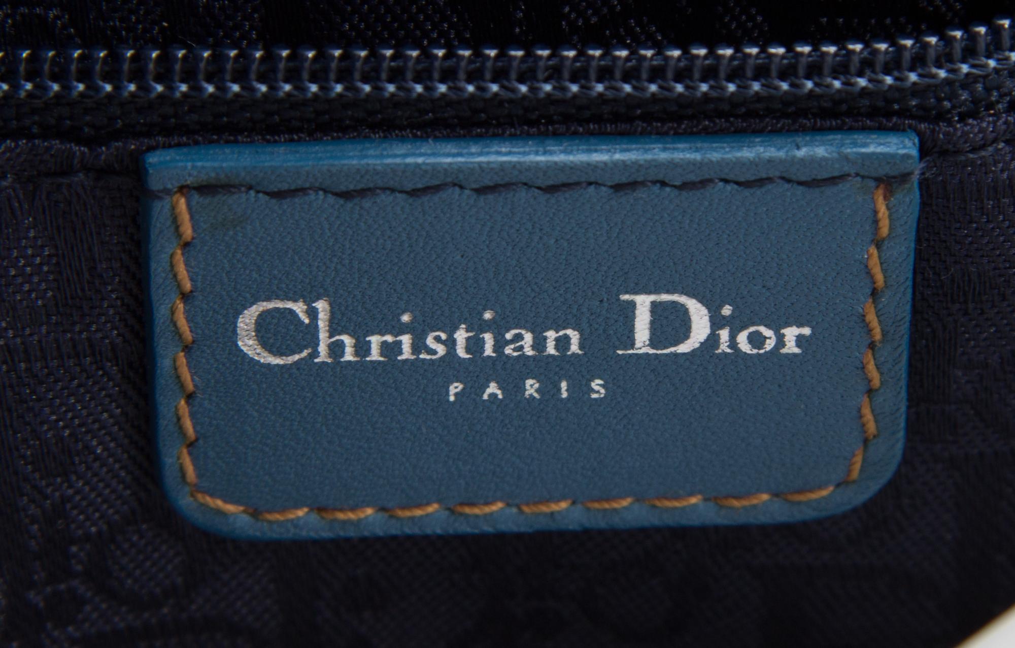 A Christian Dior Light Denim Corset Saddle Handbag, 10.5" x 5.75" x 1.5".