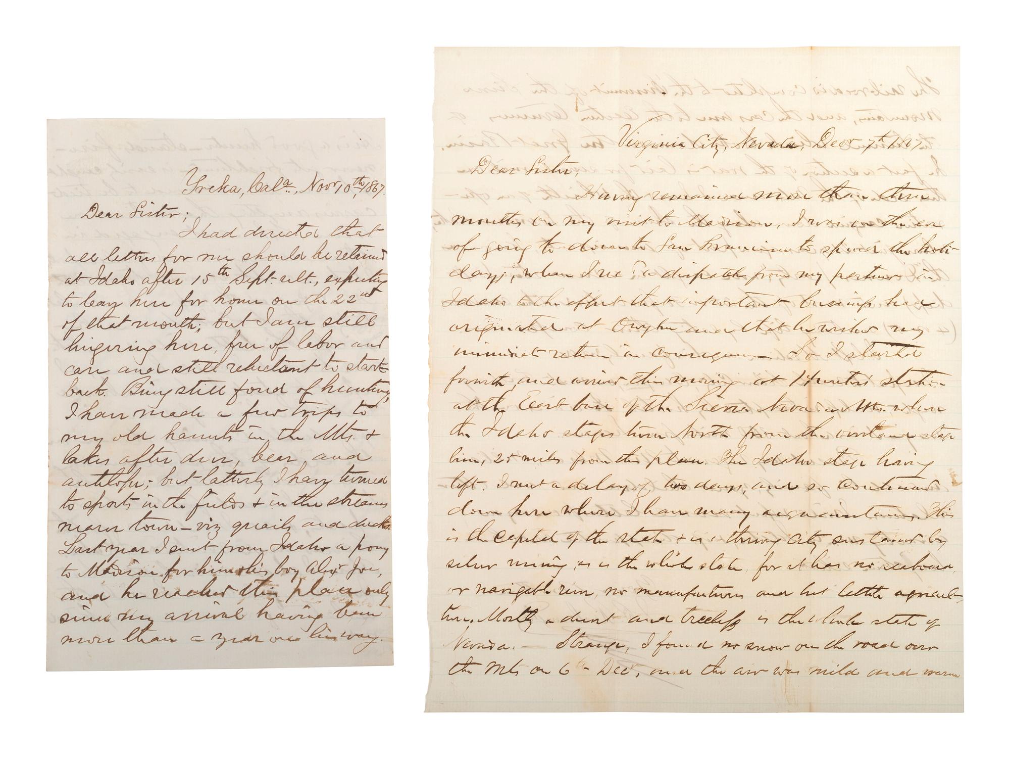[WESTERN AMERICANA]. The Rosborough family archive, including letters relating to the California Gold Rush, the Modoc War, the Klondike Gold Rush, and early settlement and mining operations in Idaho Territory, Utah Territory, Nevada, and Texas.