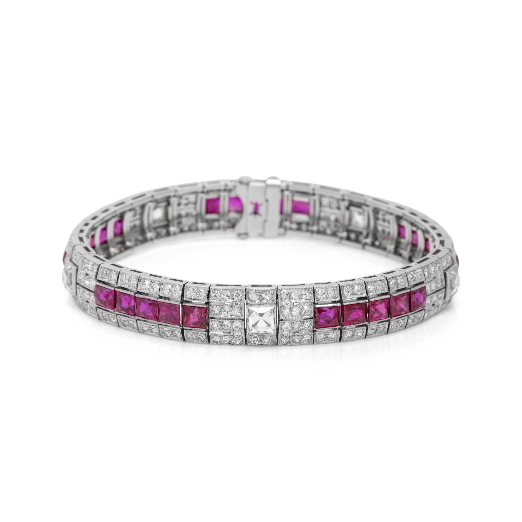 ART DECO, DIAMOND AND RUBY BRACELET