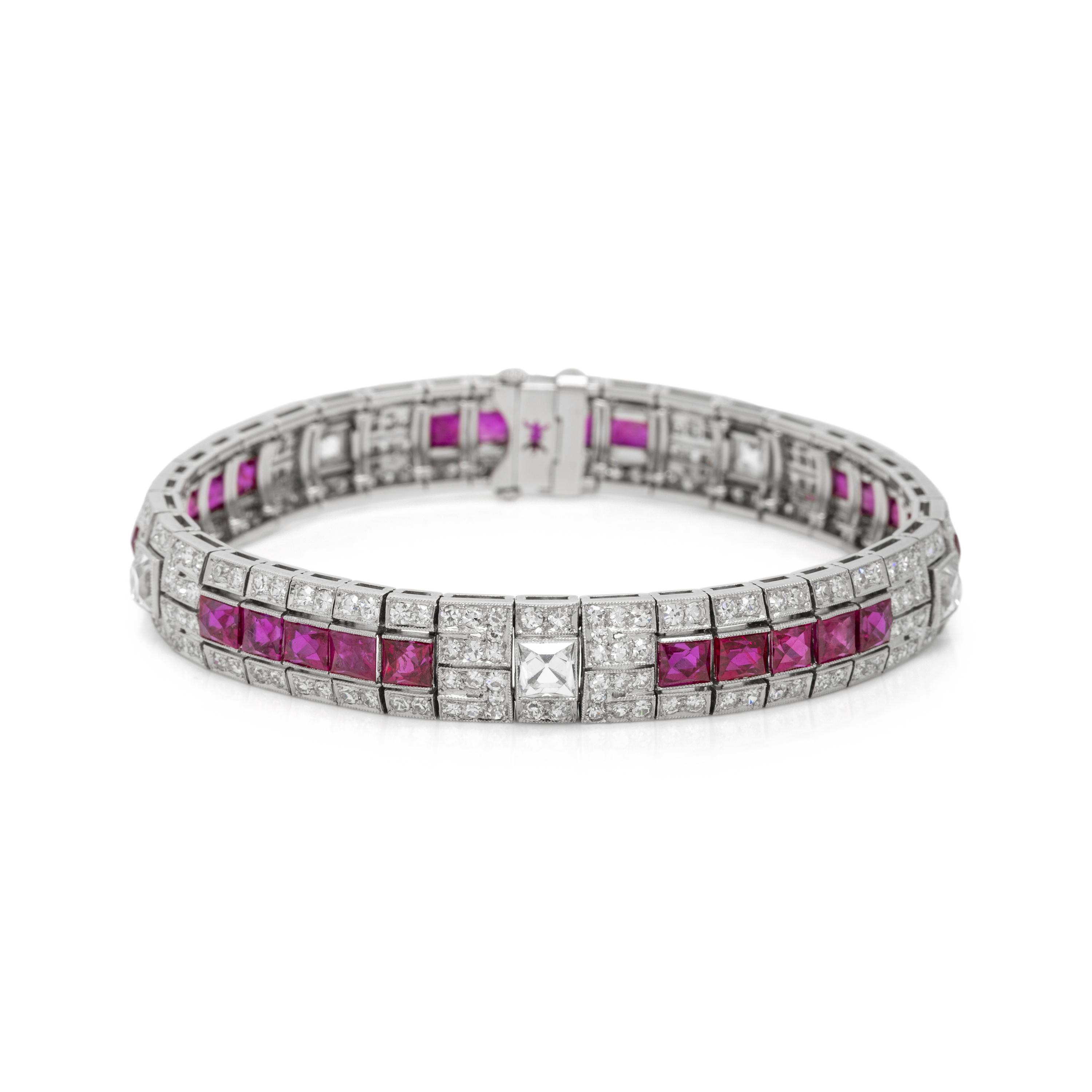 ART DECO, DIAMOND AND RUBY BRACELET