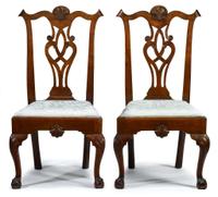 Pair of Chippendale carved walnut side chairs philadelphia, pa, circa 1780