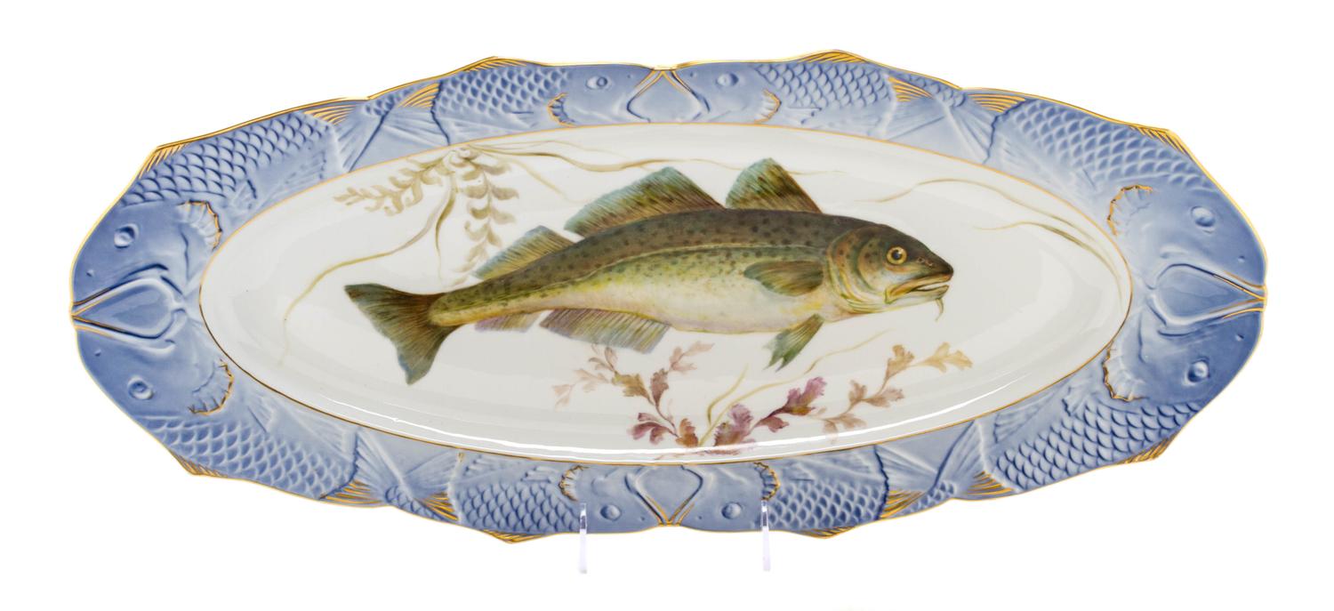 A Royal Copenhagen Porcelain Ichthylogical Fish Service, 1935-1937, Length of platter 23 1/2 inches. — 1935-1937,