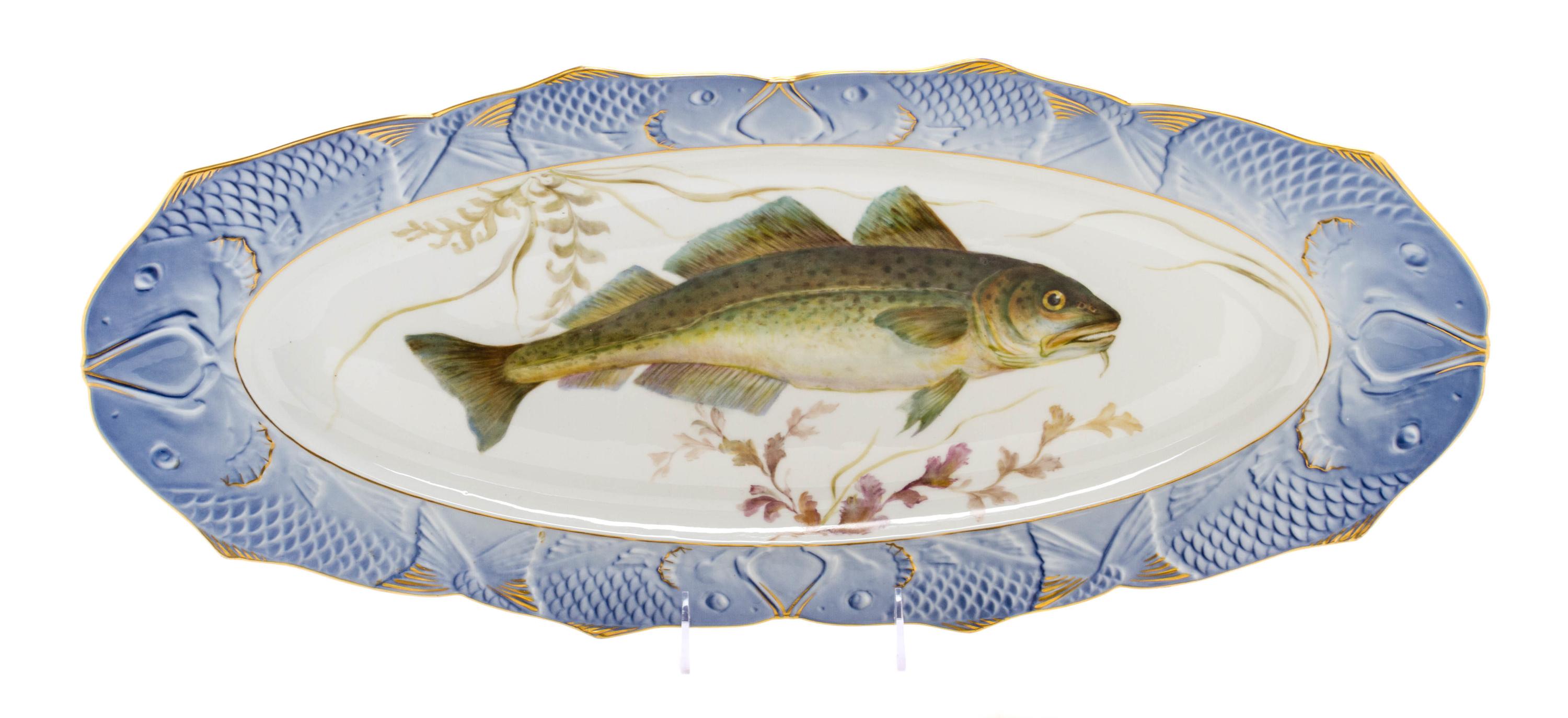 A Royal Copenhagen Porcelain Ichthylogical Fish Service, 1935-1937, Length of platter 23 1/2 inches. — 1935-1937,