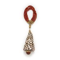 SHELL, CORAL AND JASPER PENDANT