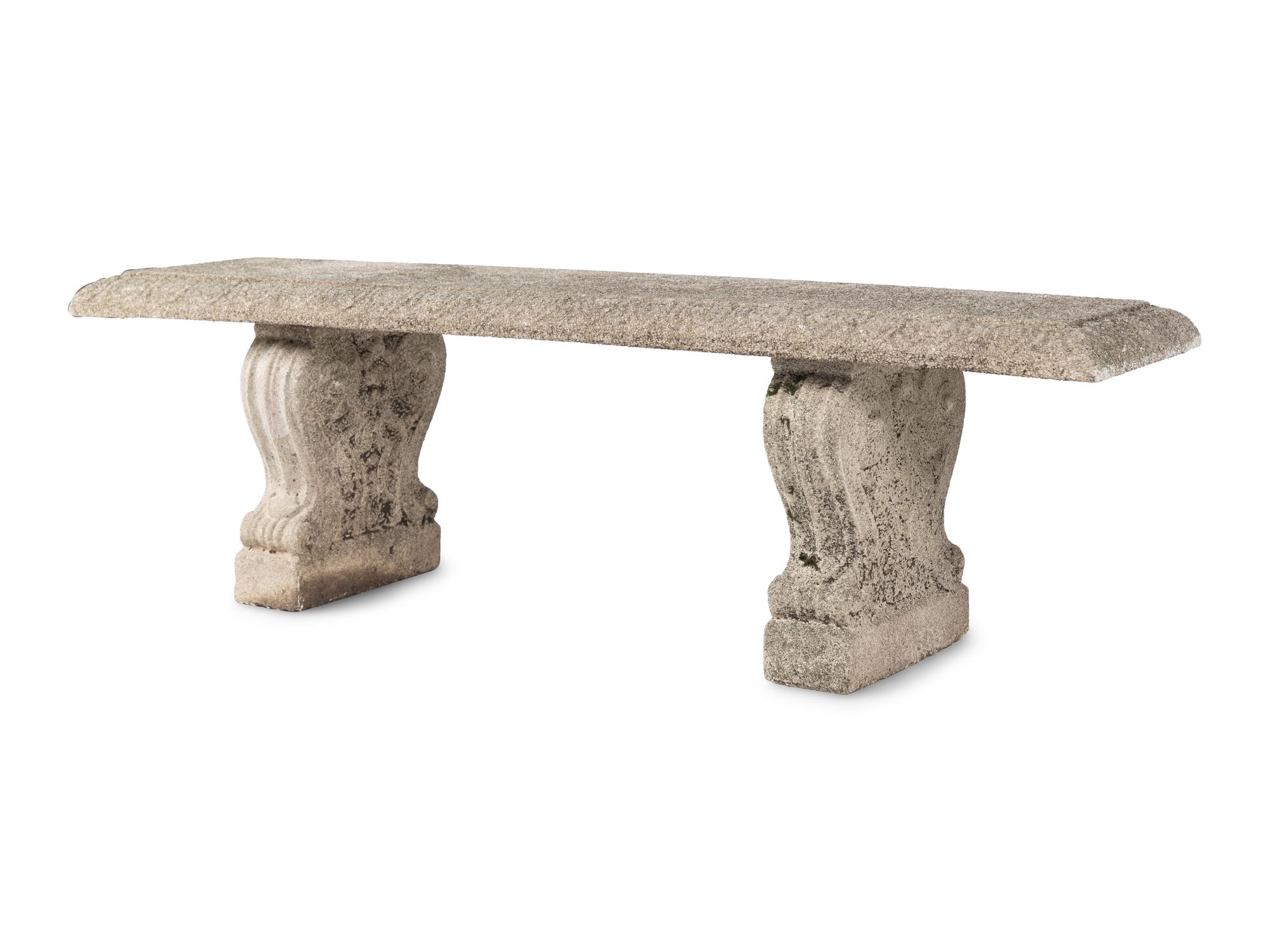 A Cast Stone Garden Bench