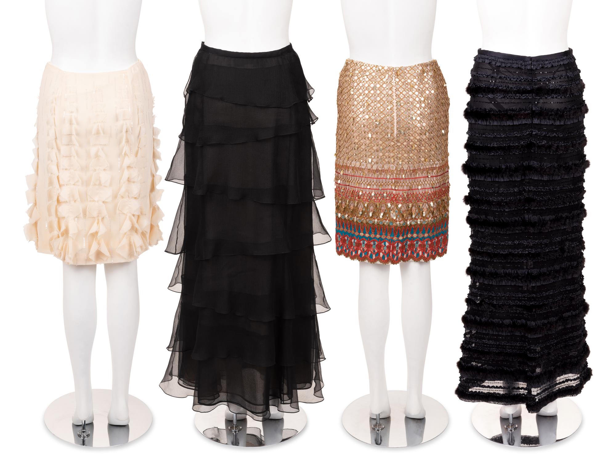 Four Designer Skirts: One Badgley Mischka, Three Oscar de la Renta, 2000-2010s