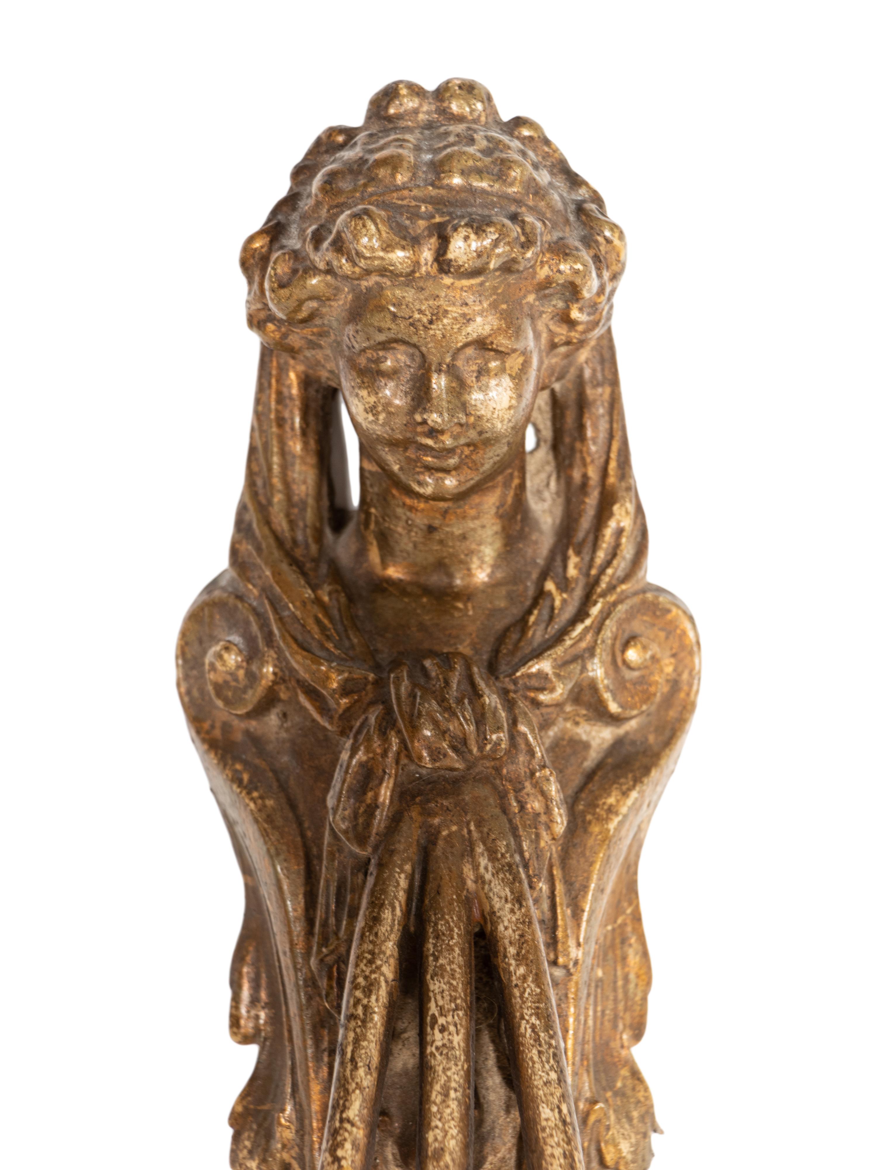 A Pair of Continental Gilt Bronze and Glass Five-Light Sconces