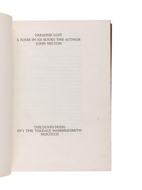 [DOVES PRESS]. MILTON, John (1608-1674). Paradise Lost . Hammersmith: The Doves Press, 1902.