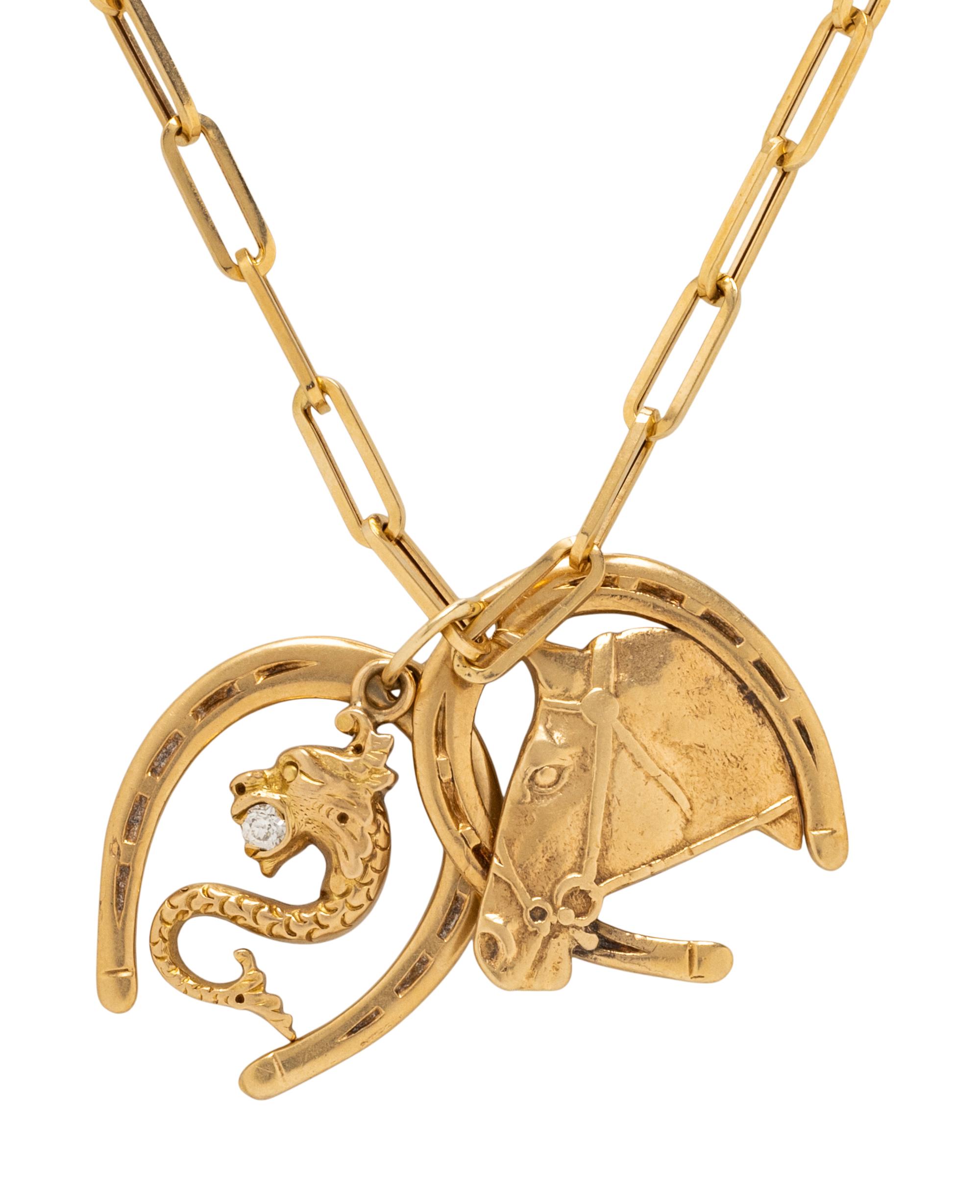 YELLOW GOLD NECKLACE AND CHARMS