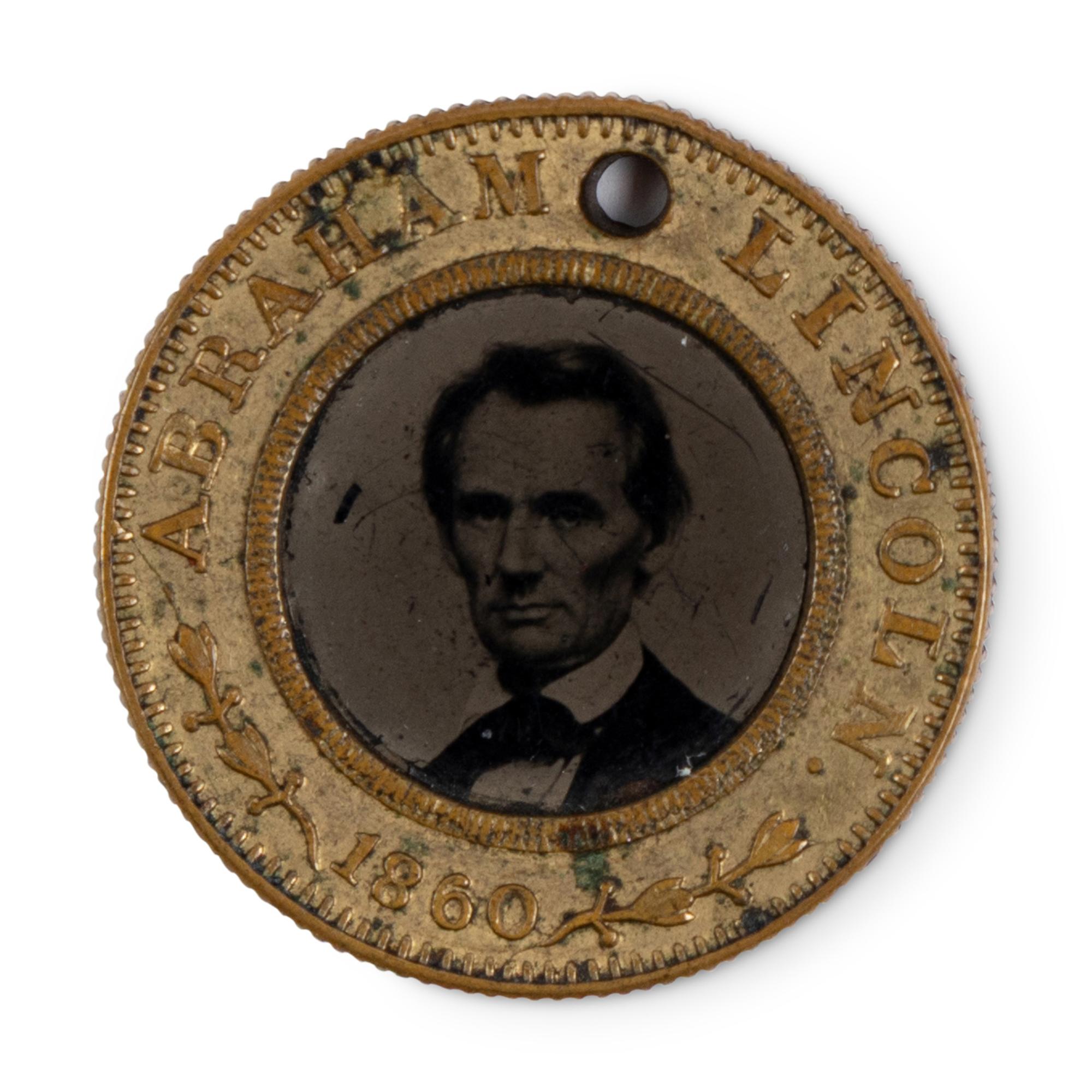 [LINCOLN-HAMLIN CAMPAIGN]. Lincoln and Hamlin 1860 campaign ferrotype token.