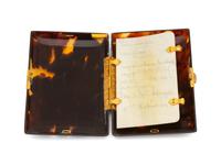 A 9K Yellow Gold and Silver Inlaid Tortoiseshell Card Case and Aide Memoire