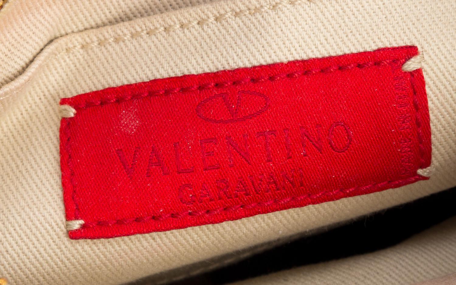 Valentino Brown Leather Woven Handbag, 1990-2000s 7.5" x 4.5" x 1"; Strap drop: 9.5"