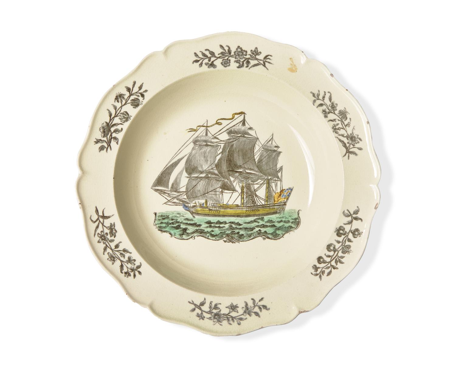 A Creamware Transfer-Decorated Plate