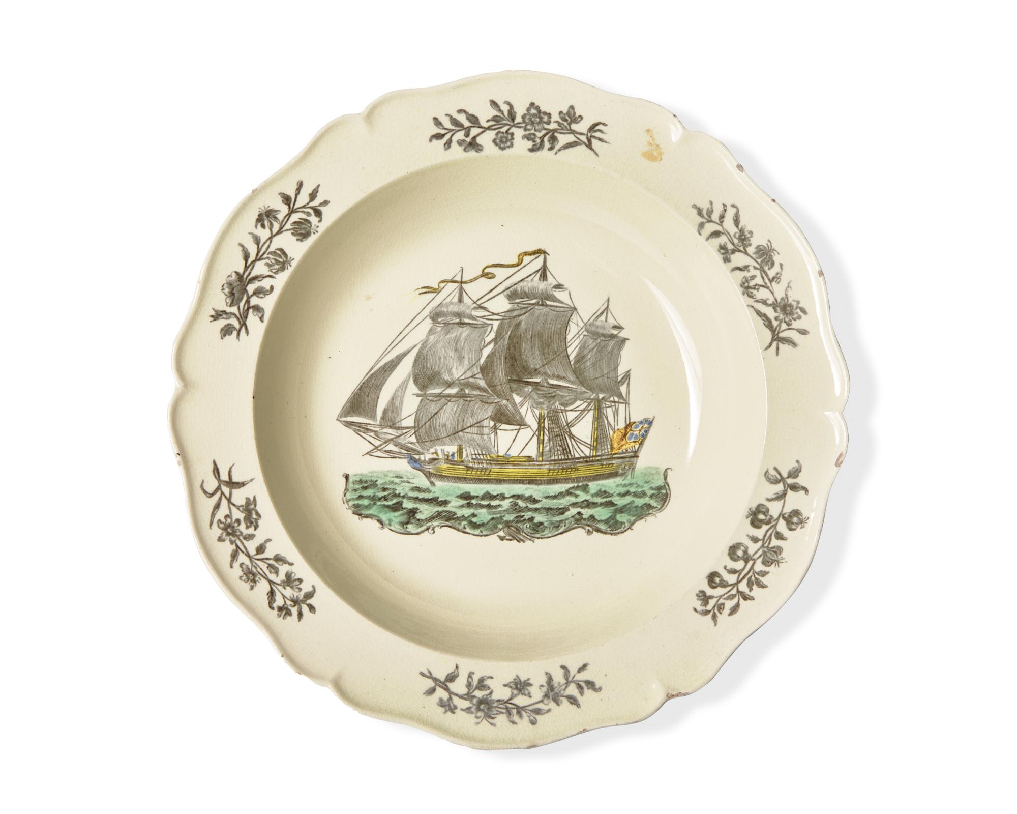 A Creamware Transfer-Decorated Plate