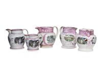 Five Sunderland Luster Crimean War Souvenir Jugs
