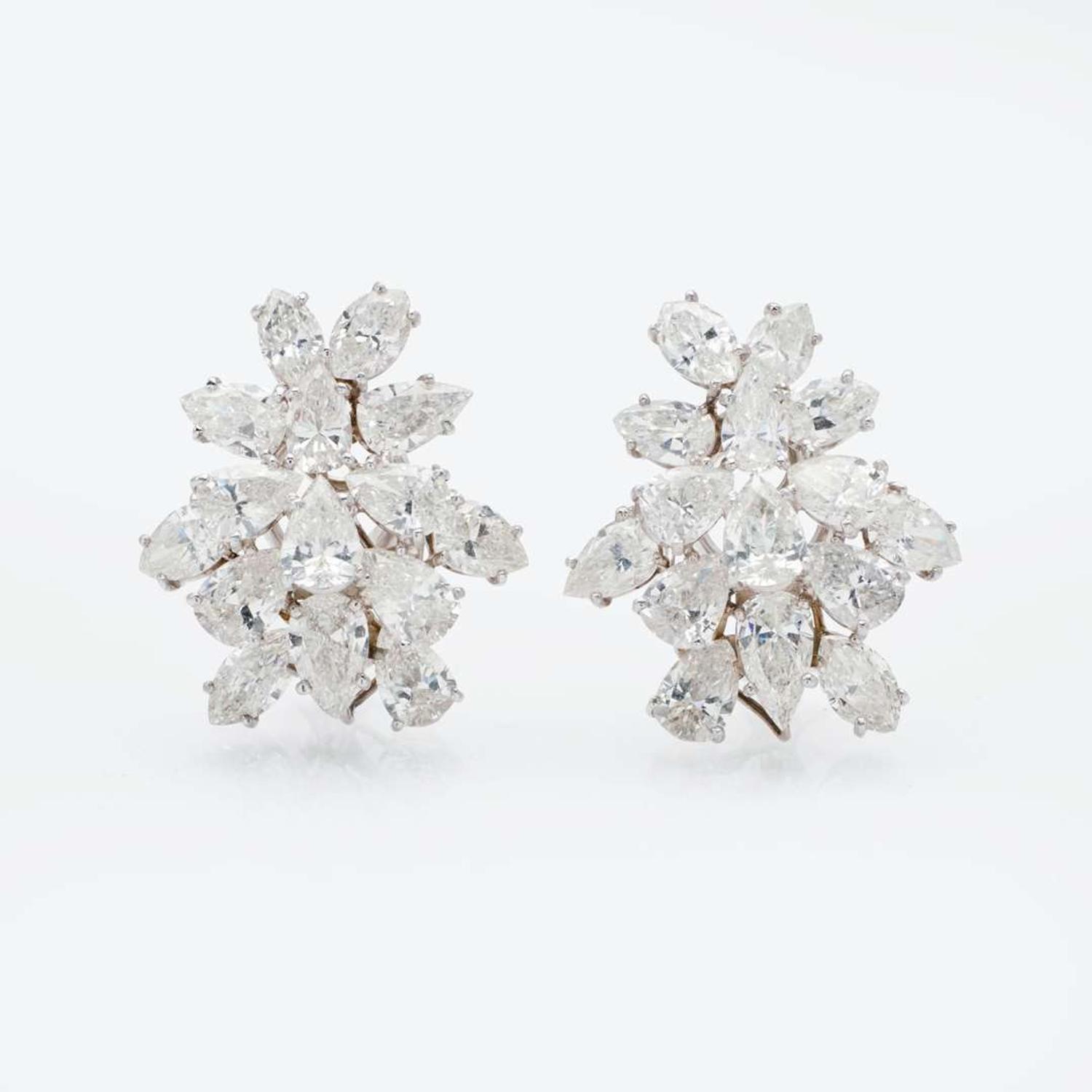 A Pair of Platinum and Diamond Earrings