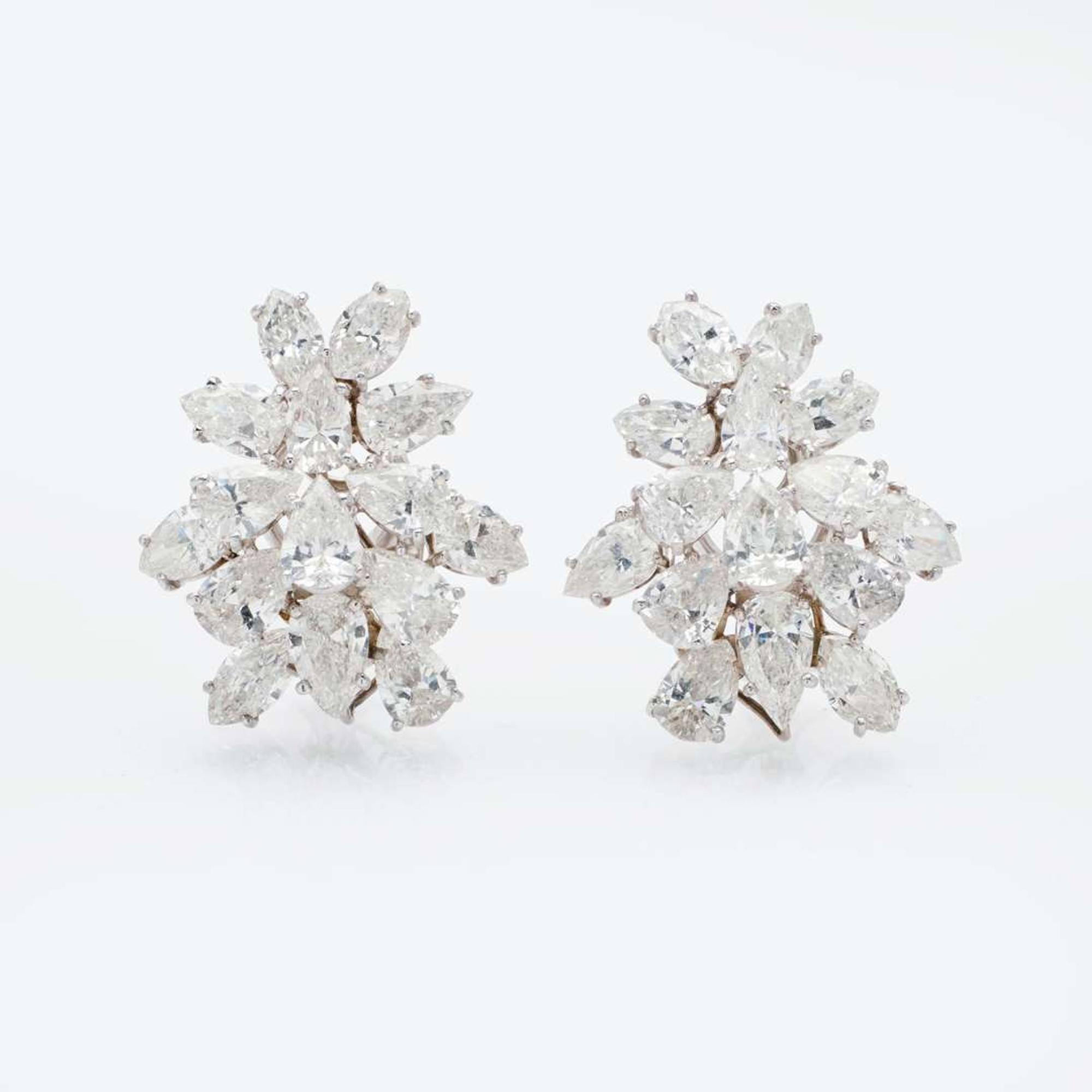 A Pair of Platinum and Diamond Earrings