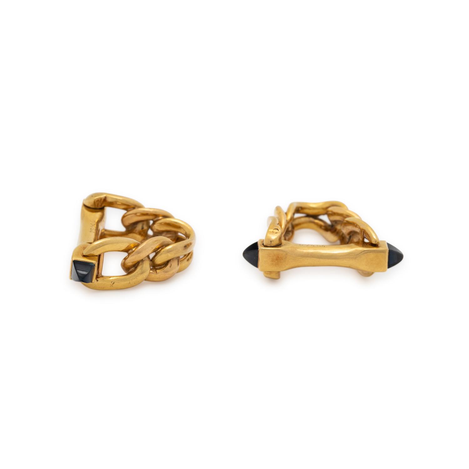 CARTIER, YELLOW GOLD AND SAPPHIRE CUFFLINKS
