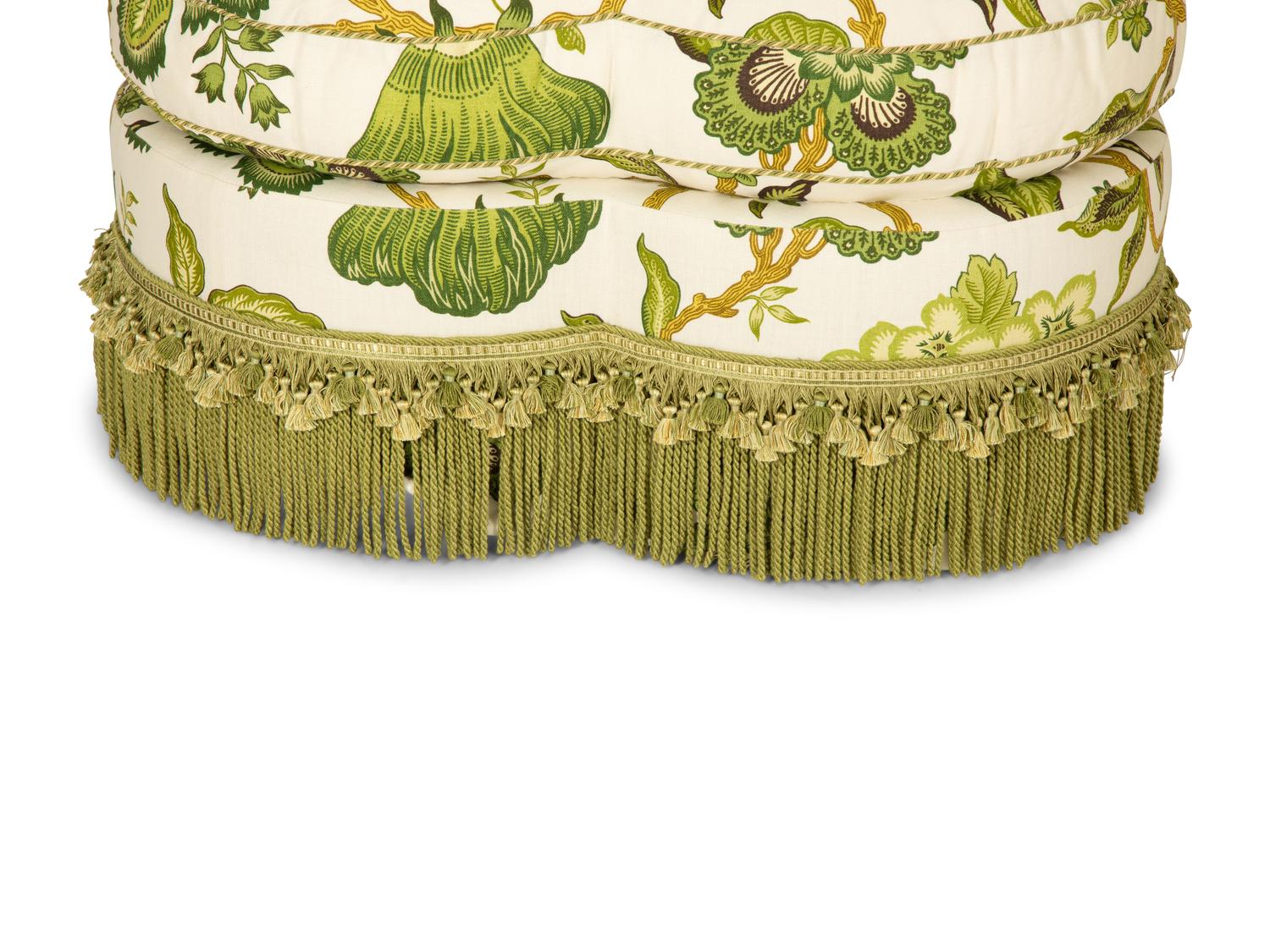 An Upholstered Armchair with Trefoil Shape Ottoman