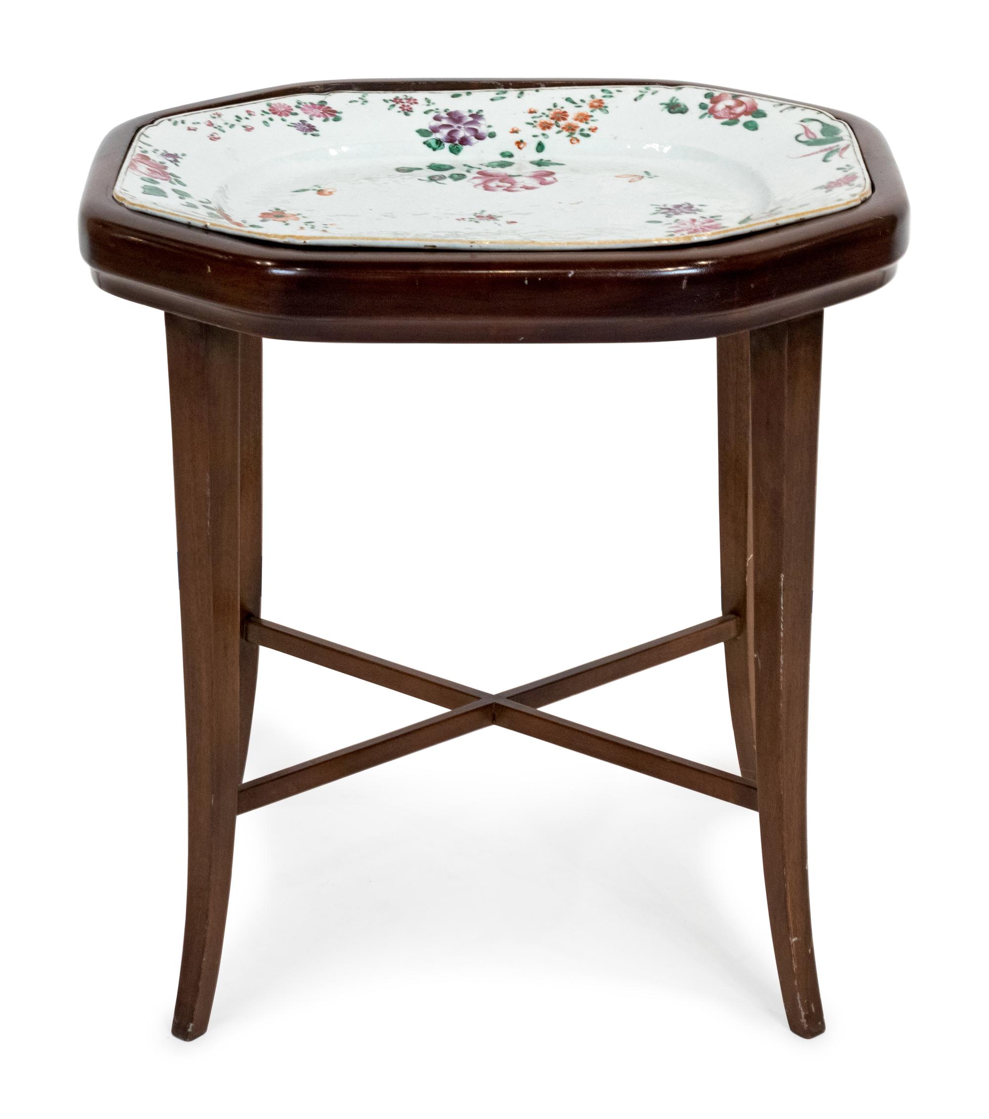 A Chinese Export Porcelain Platter Mounted as a Low Table