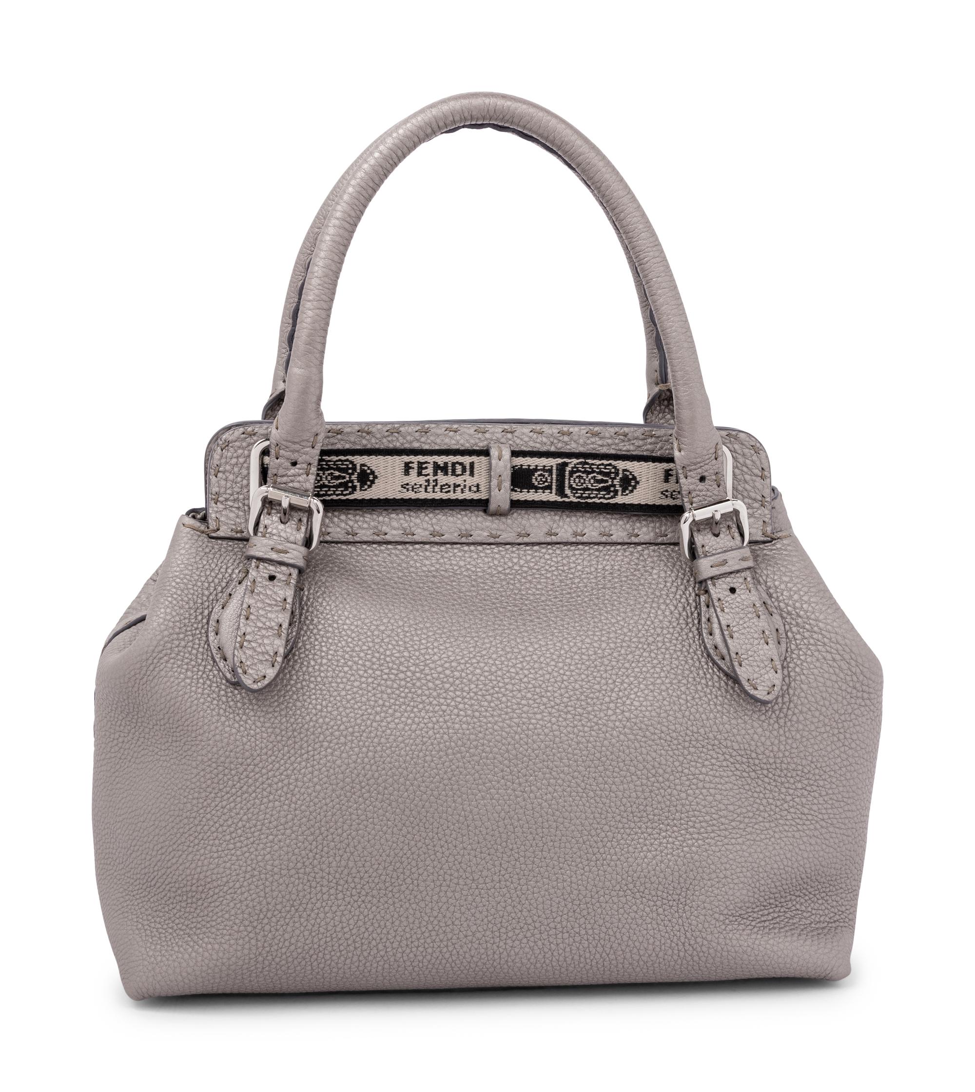 Fendi Silver Embossed Leather Bag Formerly Owned By Elizabeth Taylor