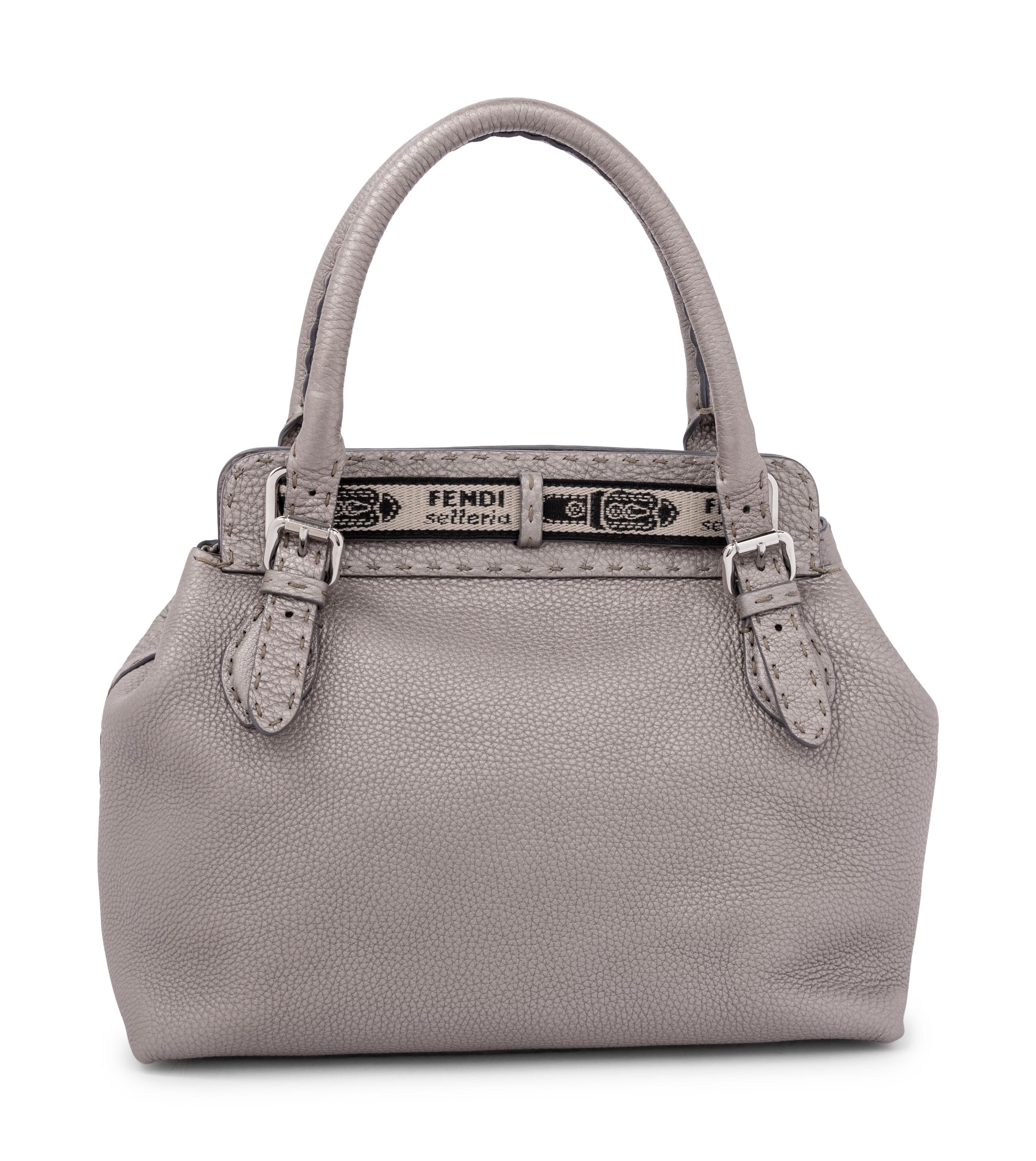 Fendi Silver Embossed Leather Bag Formerly Owned By Elizabeth Taylor
