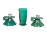 A Pair of Contemporary Art Glass Candlesticks