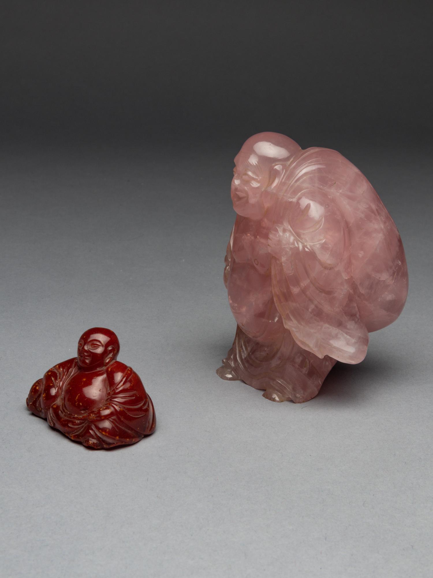 Two Carved Hardstone Figures of Budhai Buddhas