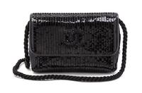 A Chanel Black Leather and Sequin Flap Bag, 6 1/2 x 4 1/2 x 3 inches.