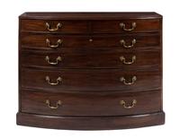 A George III Mahogany Bowfront Chest of Drawers Height 34 x width 45 x depth 19 inches.