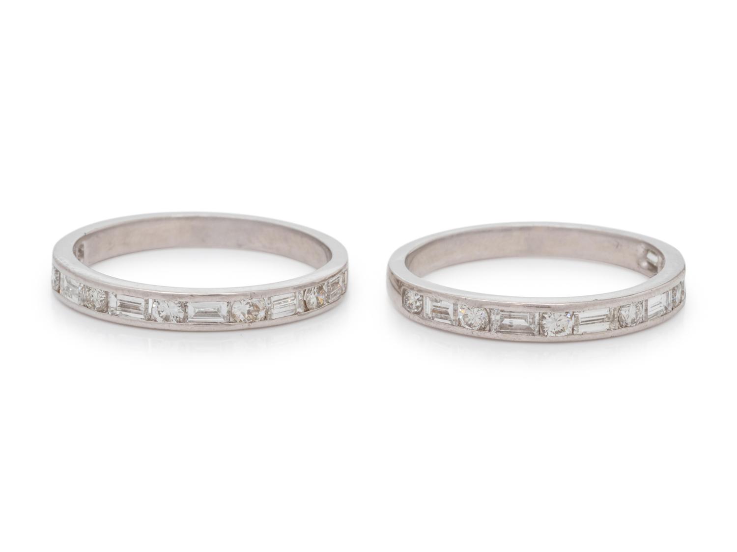 A Pair of White Gold and Diamond Rings,