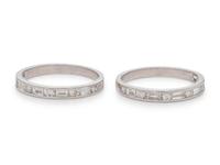 A Pair of White Gold and Diamond Rings,