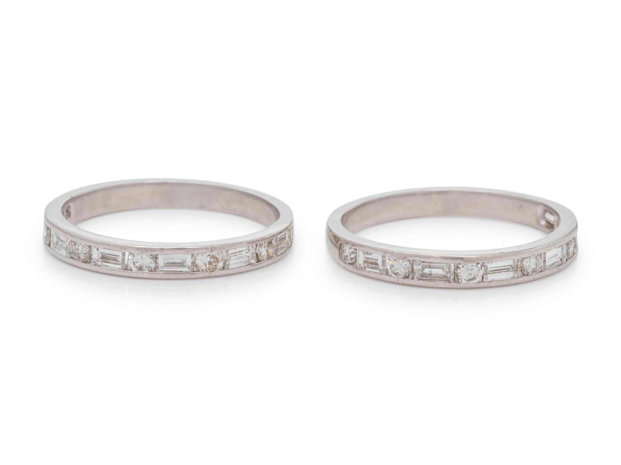 A Pair of White Gold and Diamond Rings,