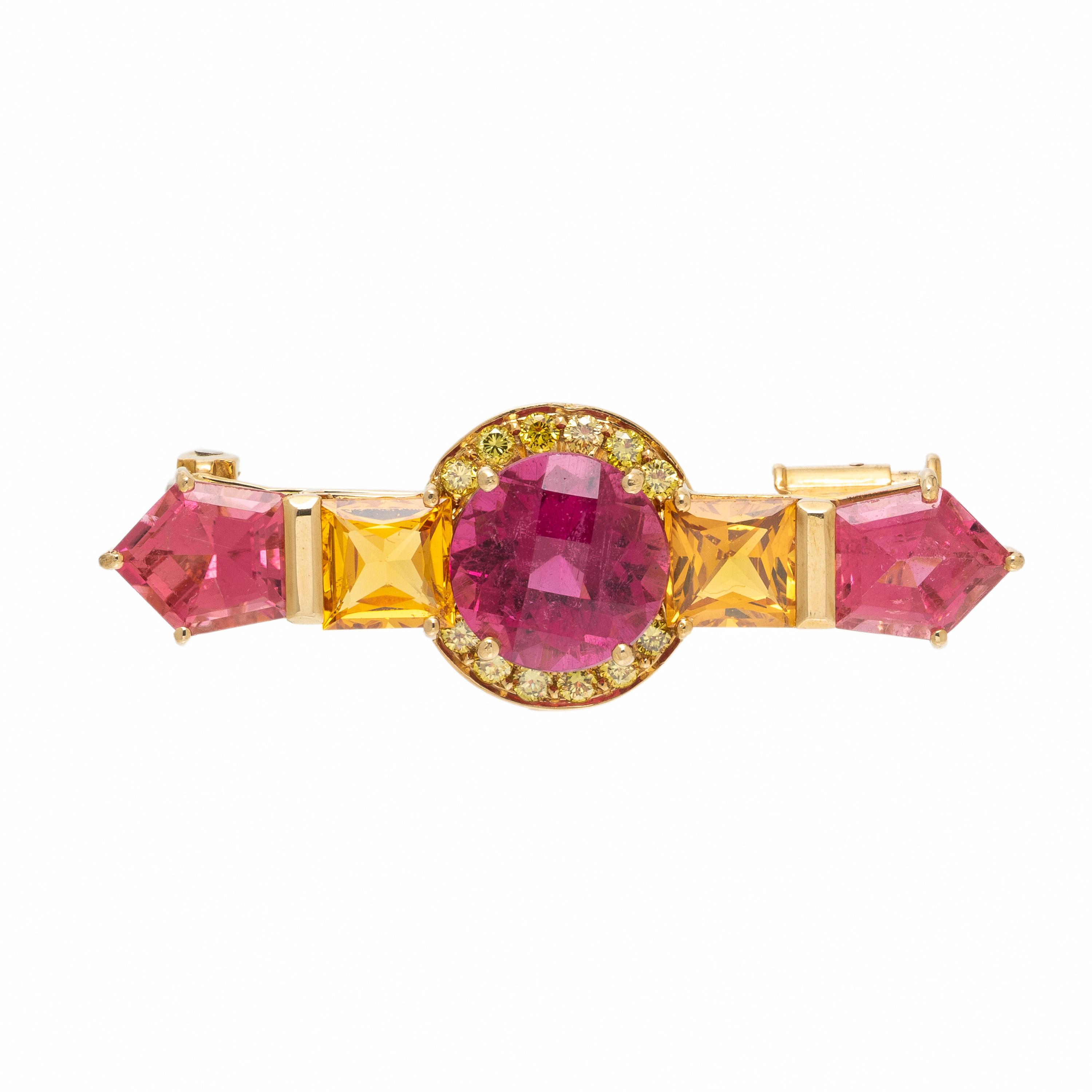 Alopa, Yellow Gold, Multigem, and Yellow Diamond Brooch