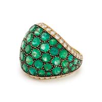 DE GRISOGONO, EMERALD AND DIAMOND BOMBE RING