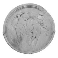 A Carved Limestone Medallion with Muses 33" W x 6" D x 32.5" H — United States, Early 20th Century