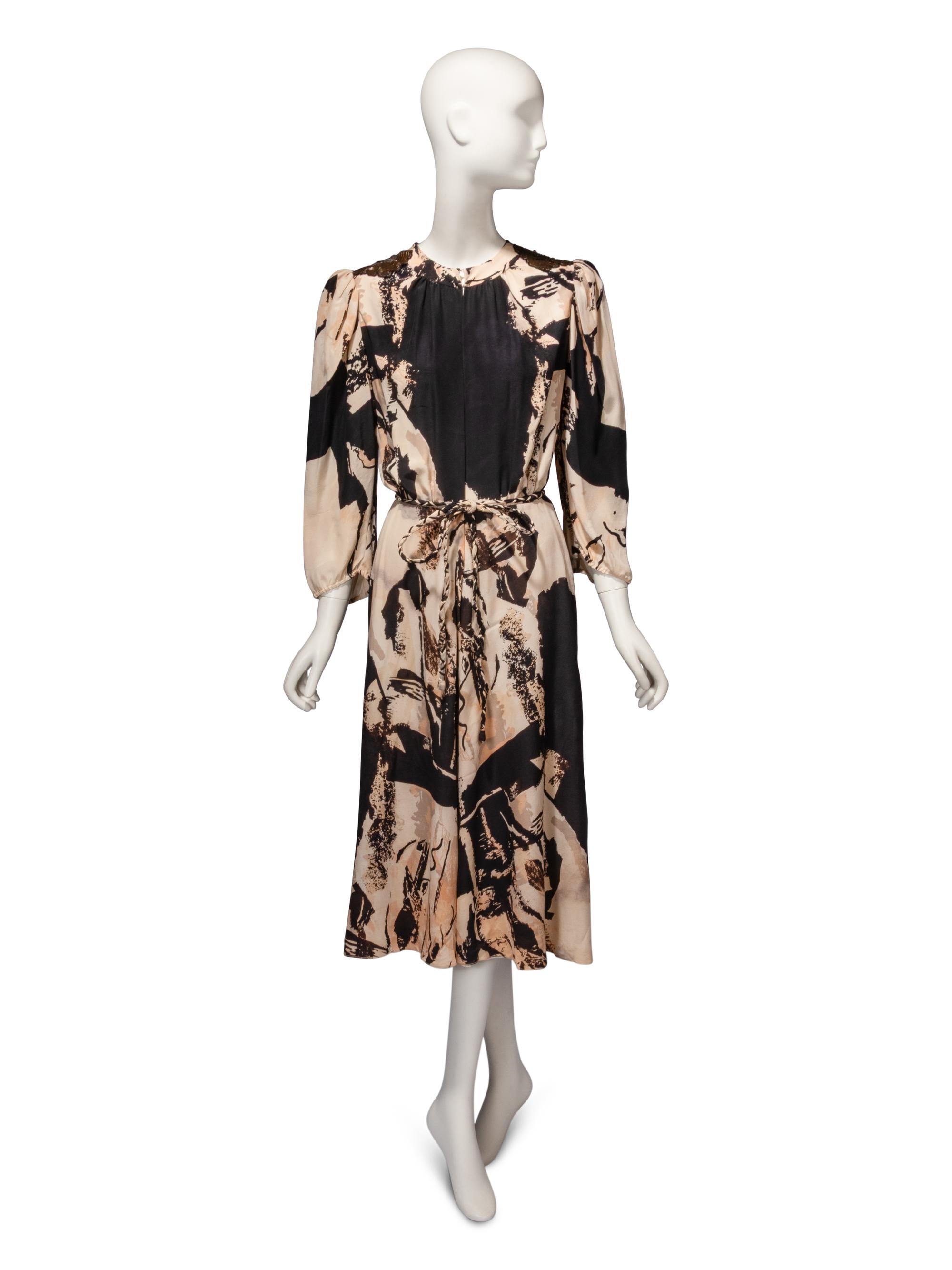 Thea Porter, Abstract Printed Silk Dress