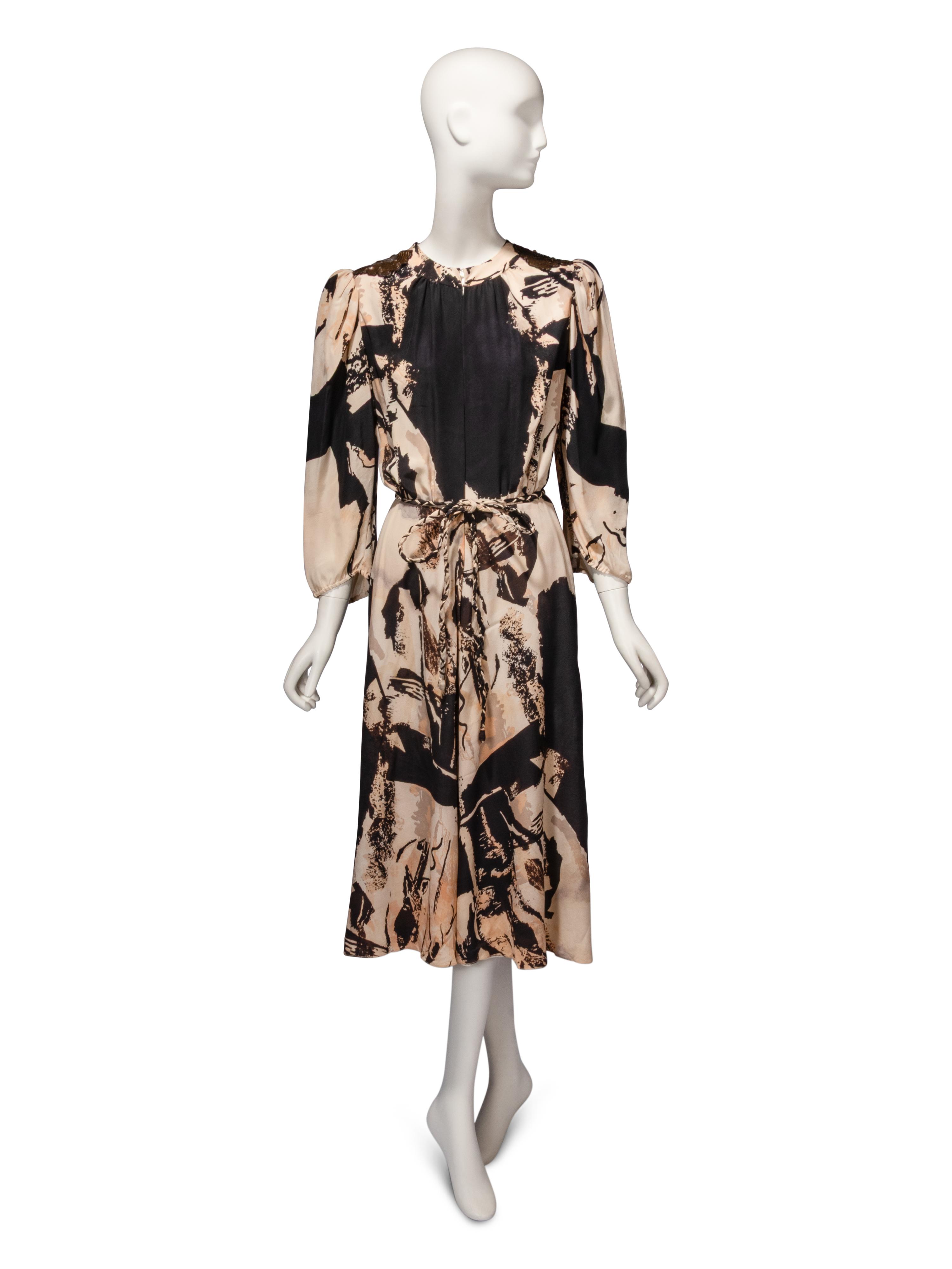 Thea Porter, Abstract Printed Silk Dress
