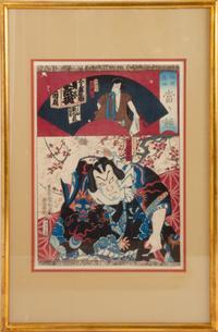 Three Japanese Woodblock Prints Each: 13 1/4 x 9 inches. — 19TH CENTURY