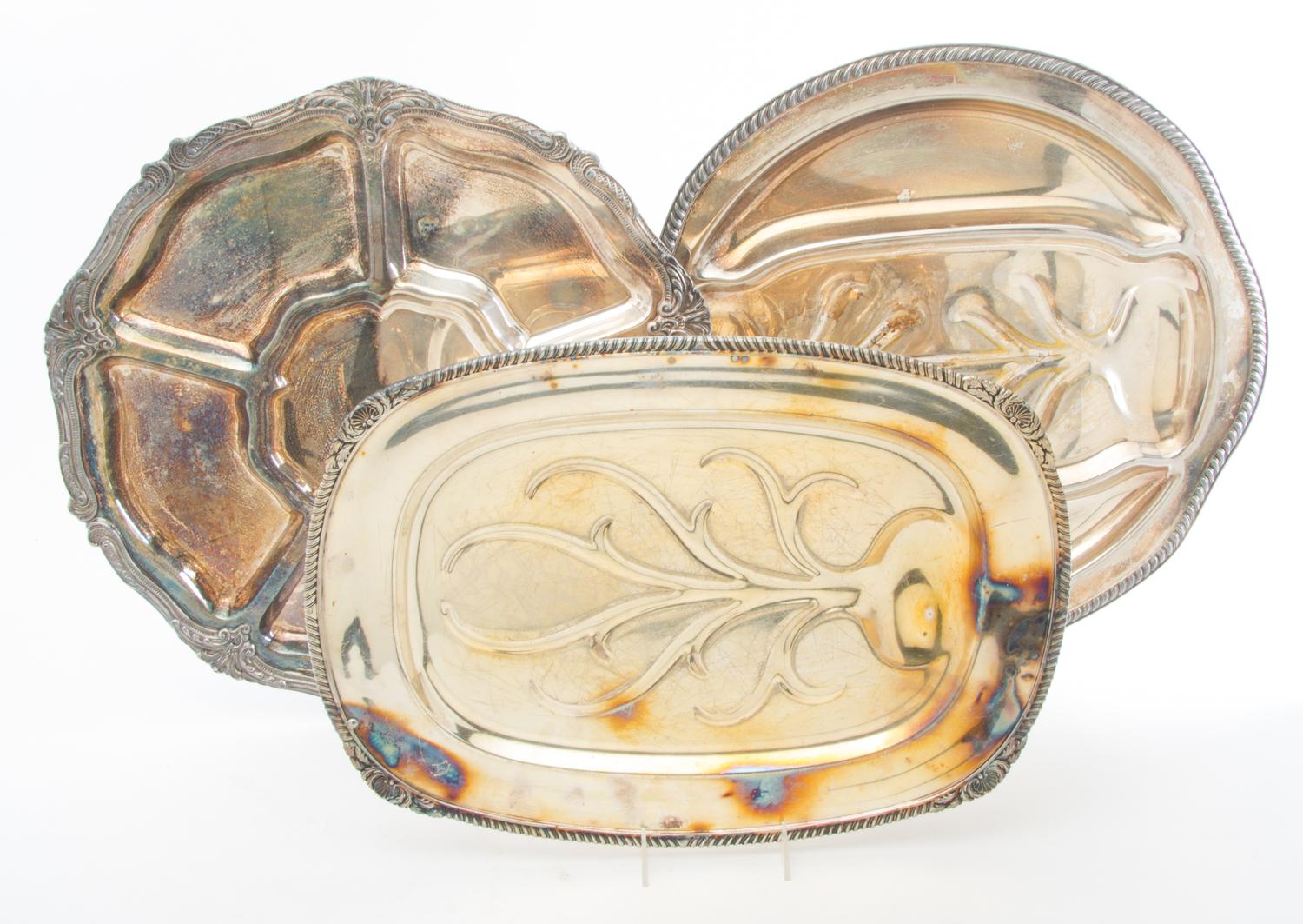 A Group of Silver-plate Trays Width of first over handles 23 inches. — 20TH CENTURY