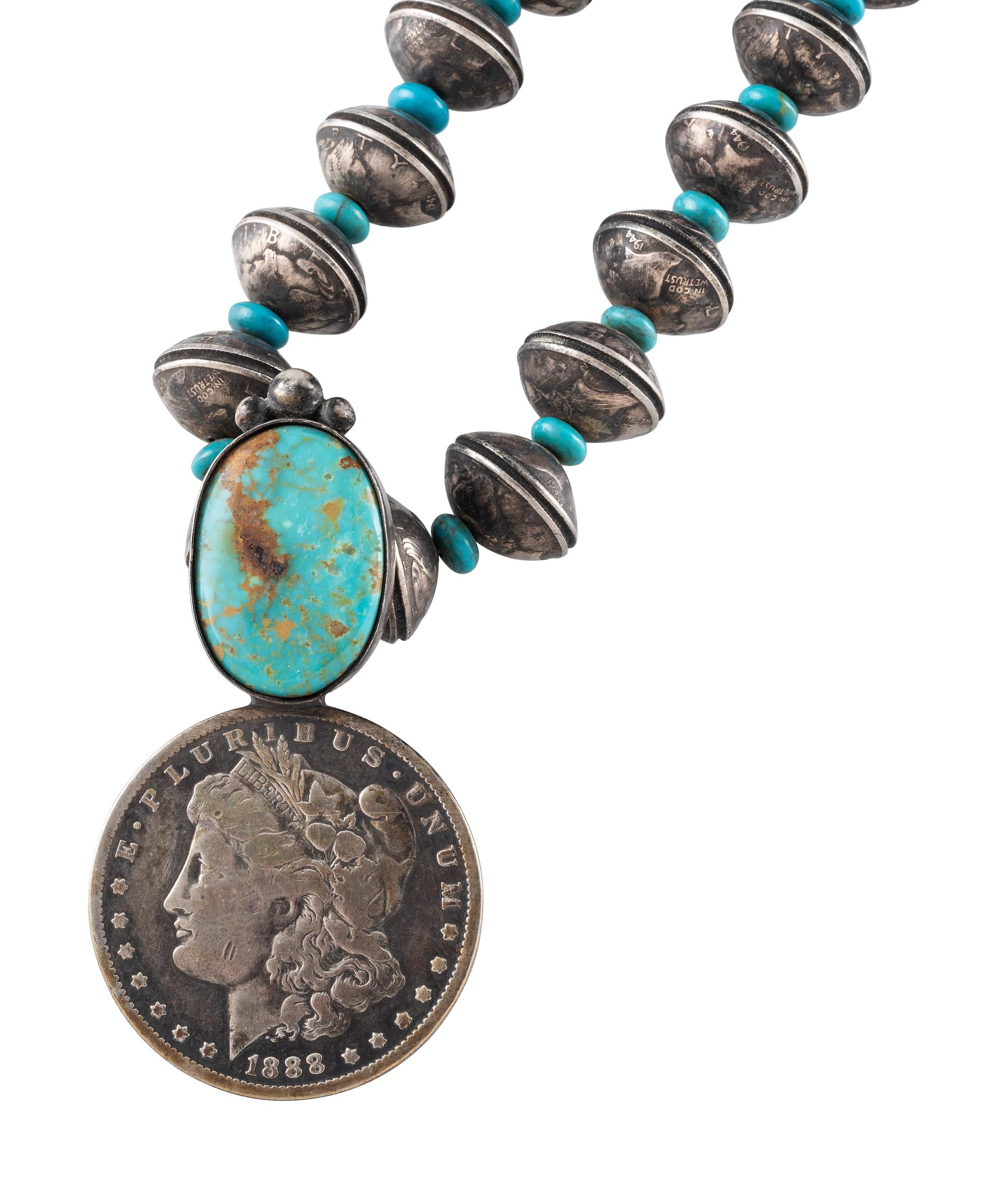 Navajo Coin and Turquosie Necklace