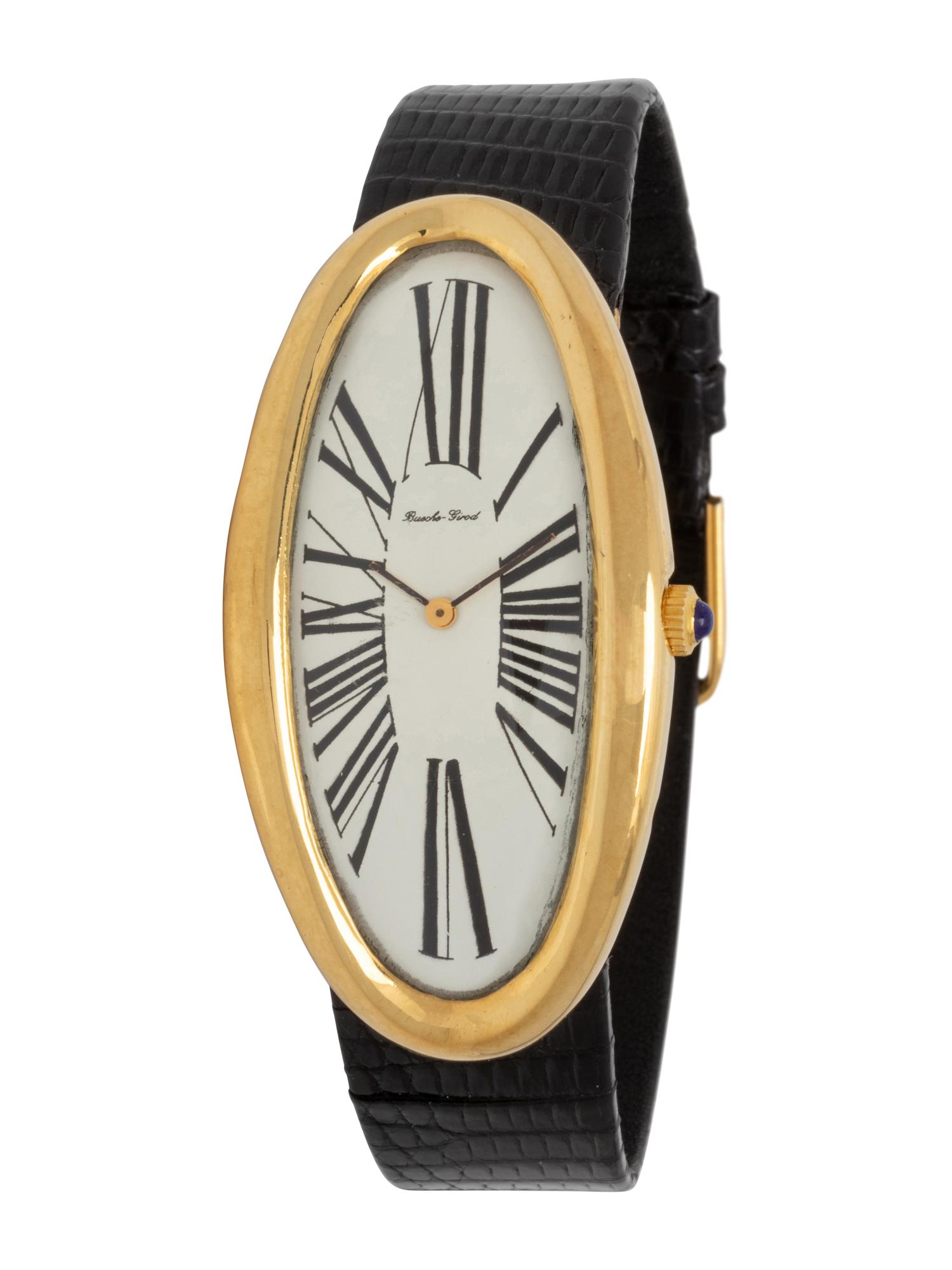 BUECHE GIROD, 18K YELLOW GOLD 'BAIGNOIRE JUMBO' WATCH